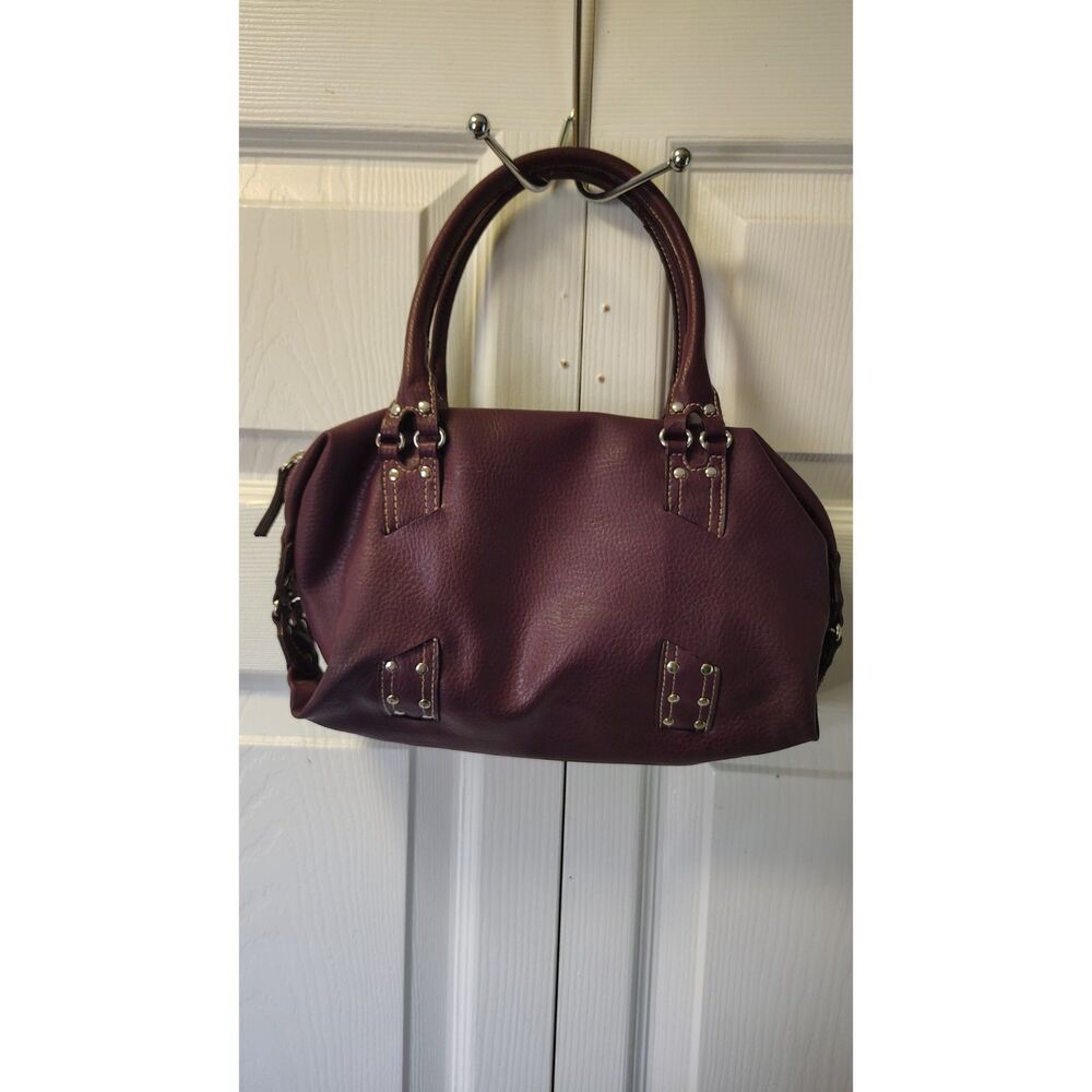 St. John's Bay Plum Purple Faux Leather HandBag with Pink Lining